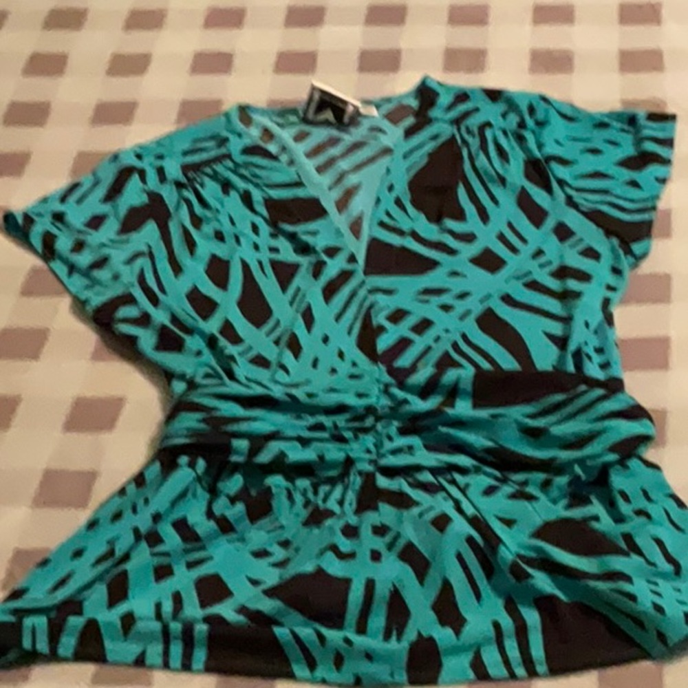 Marc Bouwer Top in Turquoise and Black